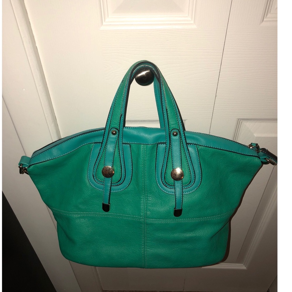 Large Green and Turquoise Satchel